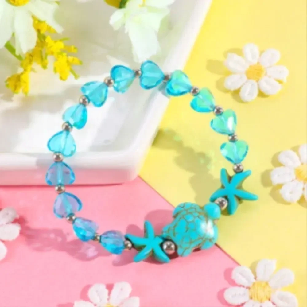 Girls Turtle starfish charm bracelet
